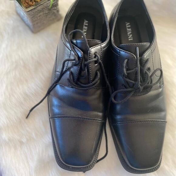 Alfani Men's Black Leather Oxford Dress Shoes - Picture 1 of 6